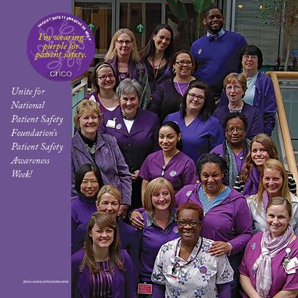JDC staff in a photo wearing purple clothes to show support of patient safety